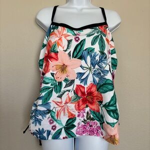 South Point Tankini Top Floral Flowers Tropical Ruched Women's Plus Size 18W NWT